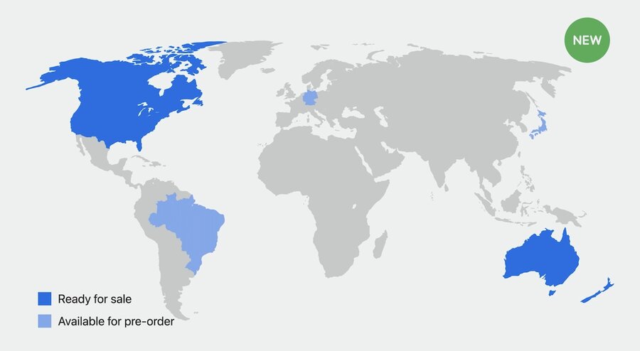 Map with an example of regional pre-orders
