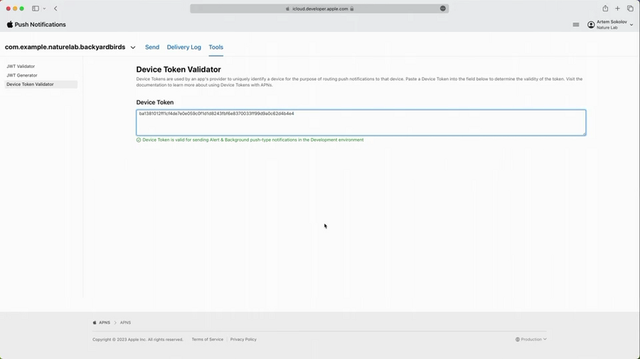 Validate Device Token