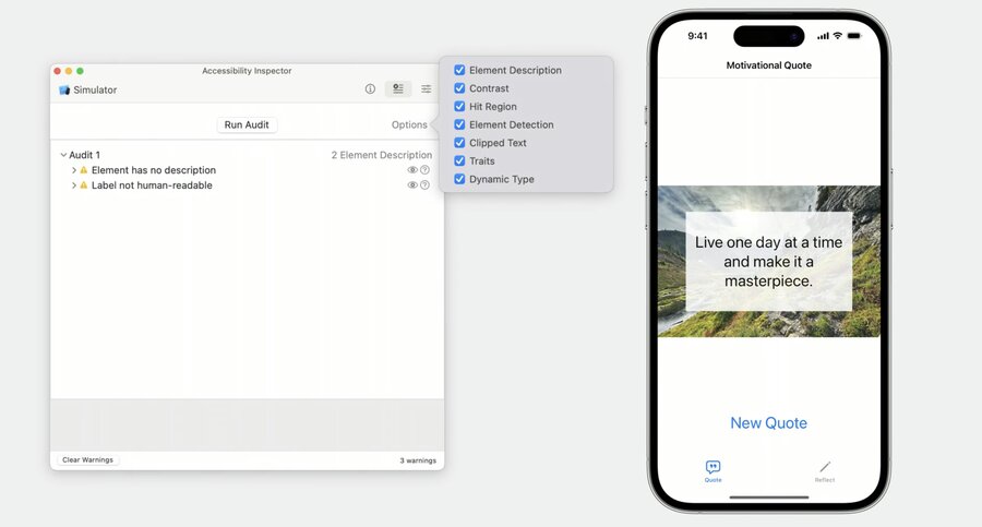 Accessibility inspector