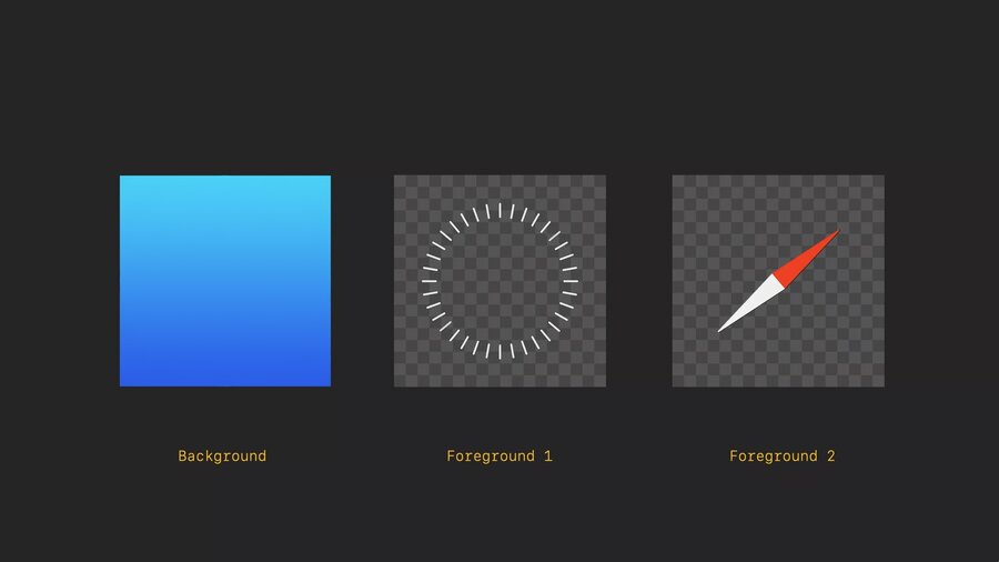 The 3 layers an App Icon consists of in visionOS