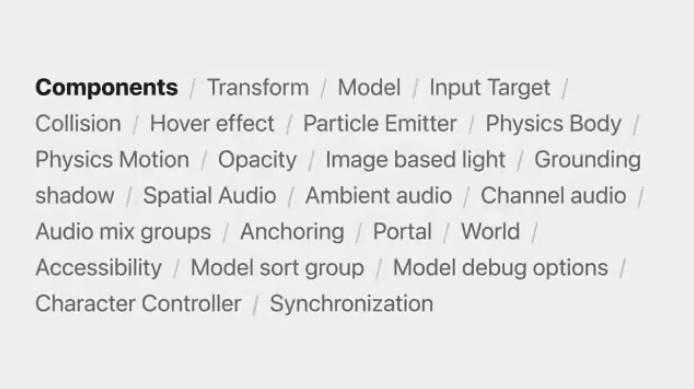 Schematic of components included in RealityKit.