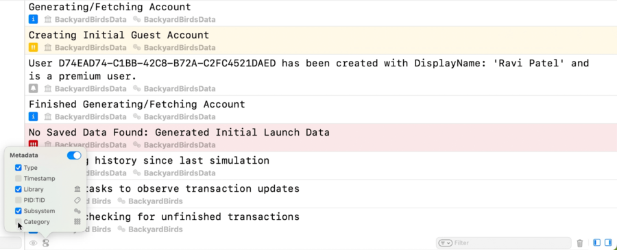 Console metadata