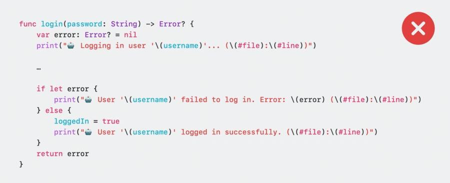 Logging bad practice