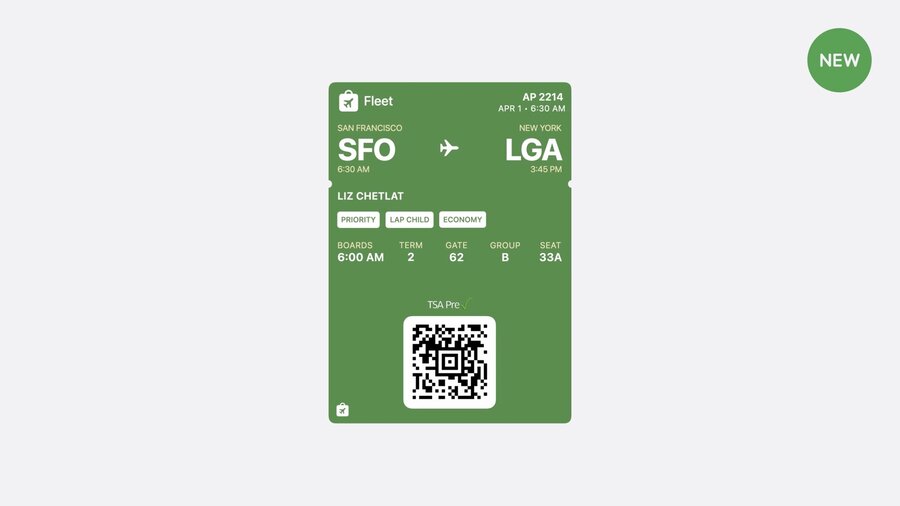 New boarding pass UI design with semantics and badges