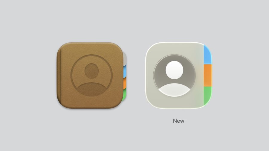 Contacts app icon demonstrating layering and simplified design with liquid glass effect