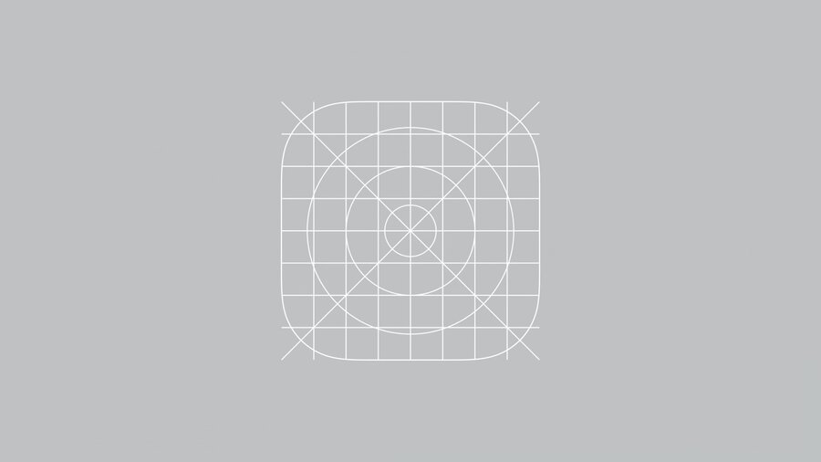 Default icon grid canvas showing 1024px rounded rectangle with simplified grid structure