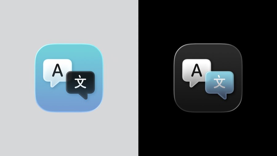 Icon tint examples showing colored backgrounds for improved distinction in dark mode