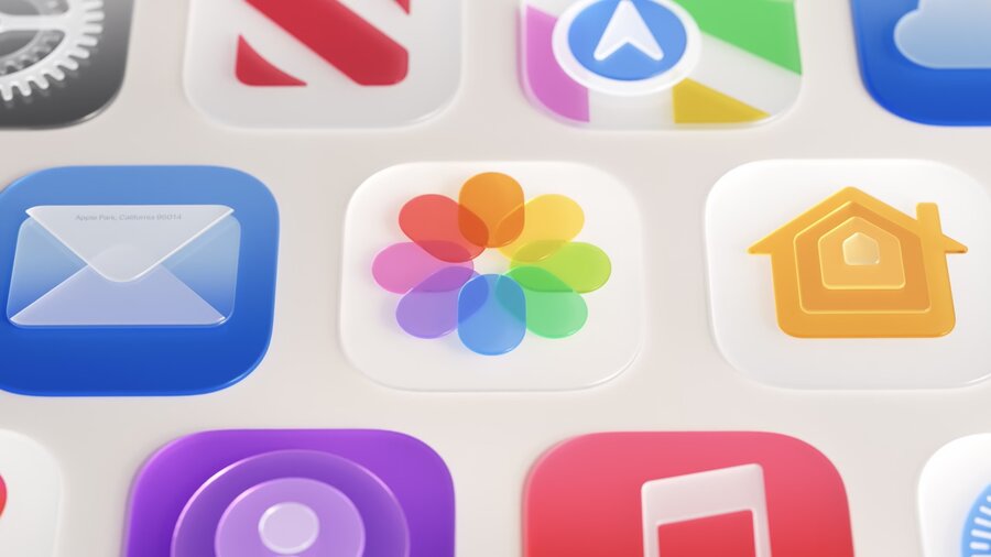 Collection of redesigned liquid glass app icons