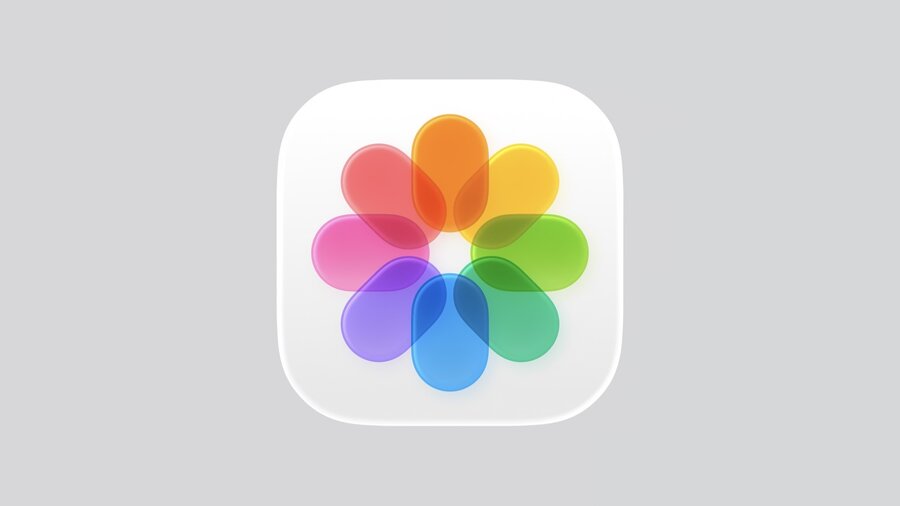Photos app icon simplified for better glass effect without baked-in shadows or effects