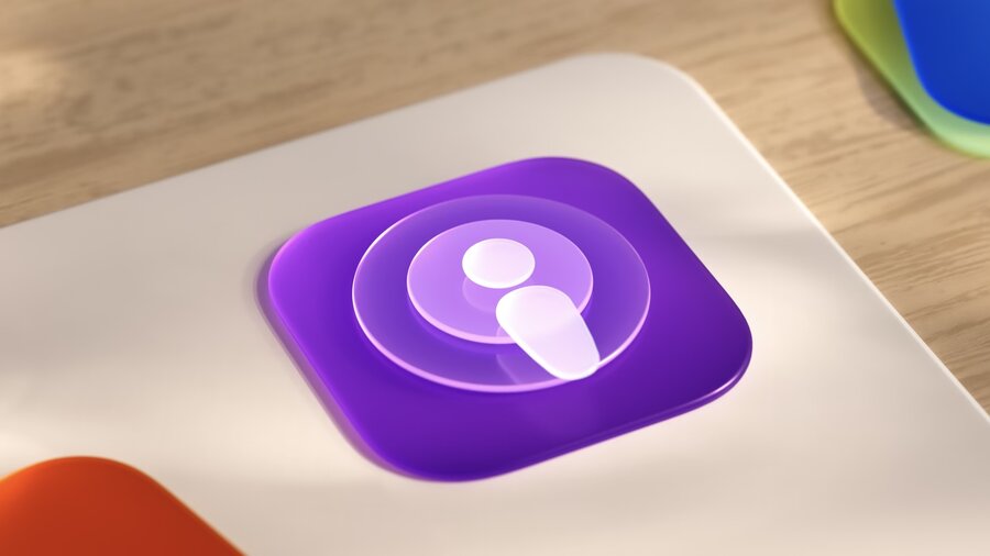 Podcasts app icon demonstrating multiple layered elements creating dimensionality and depth