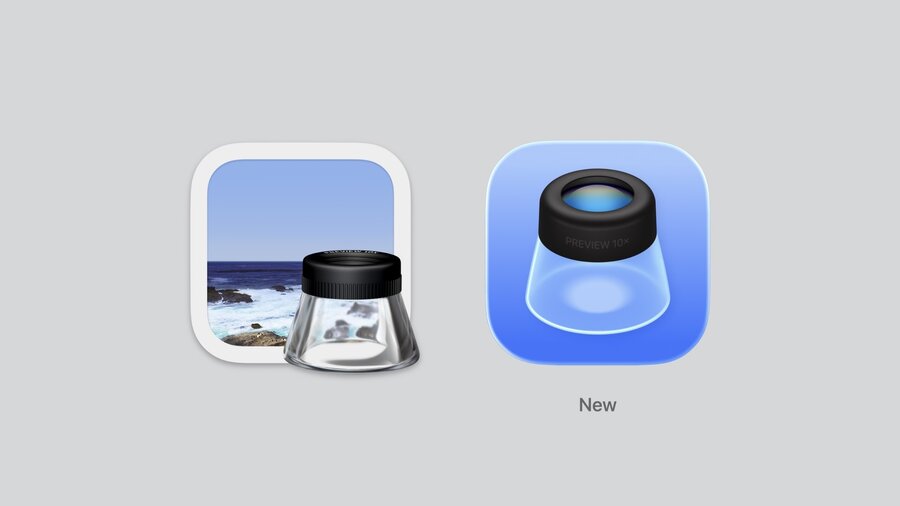 Preview app icon example with frontal illustration style avoiding complex 3D perspectives