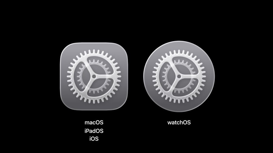 Settings app icon showing the new unified design with liquid glass material
