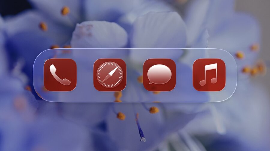 App icons with tinted glass effect on light background