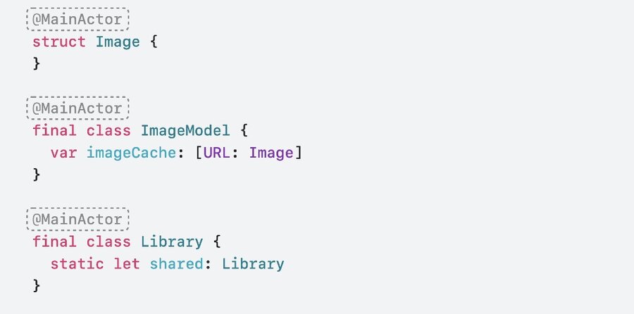 @MainActor isolates code and data to the main thread
