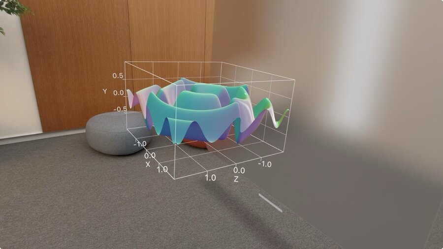 A 3D chart popping out of a window on Vision Pro.