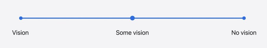 Vision shown as a spectrum from full sight to no sight, rather than a binary