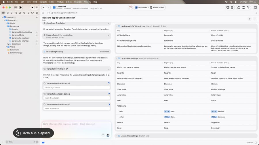Translate your app using agents in Xcode