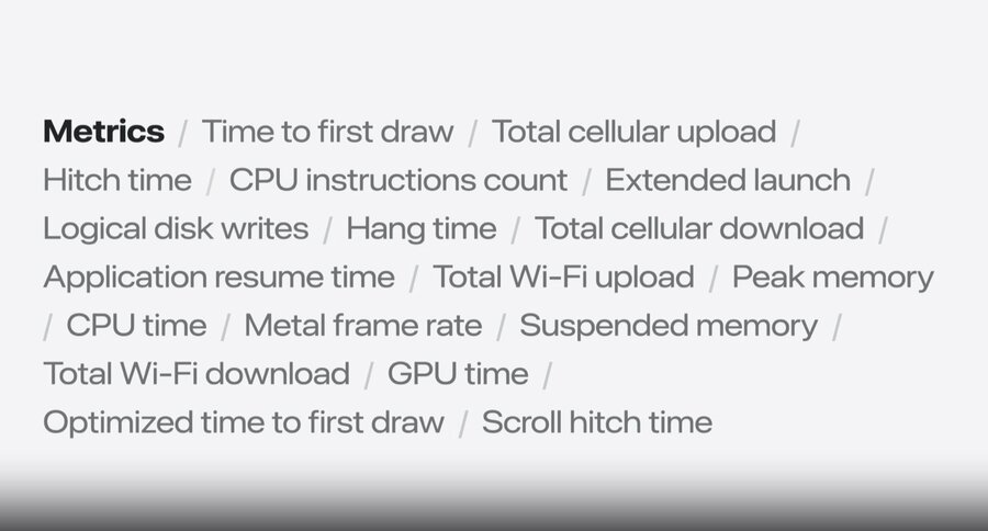 MetricKit is the data-collection step of the performance optimization workflow