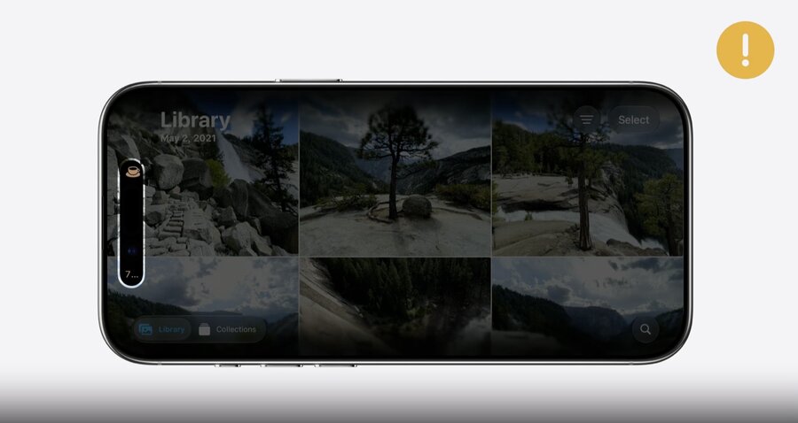 A compact Dynamic Island view before adapting to limited landscape width