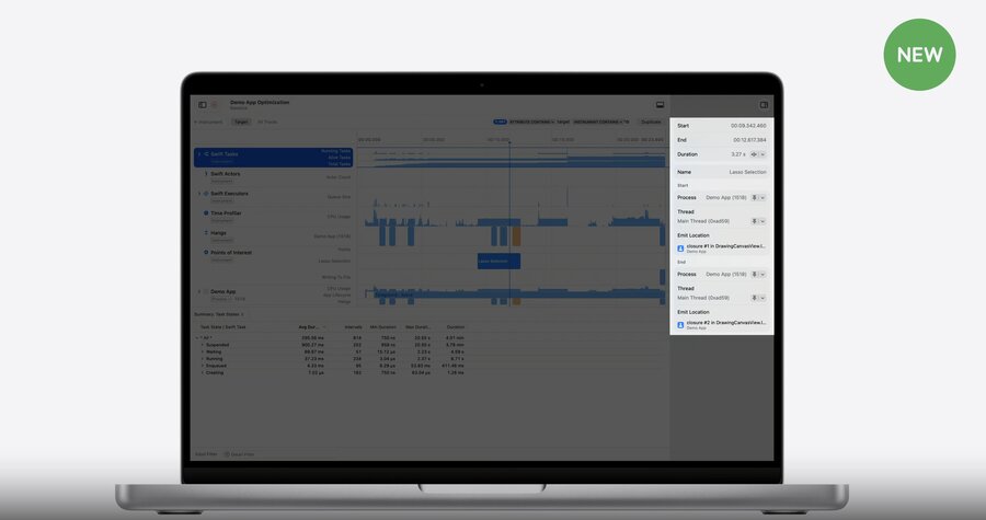 The new Inspector panel in Instruments 27