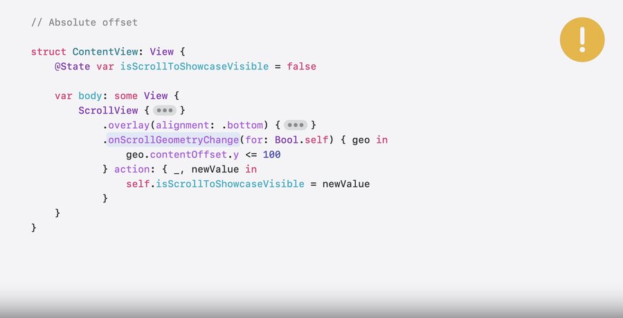Avoid: reacting to absolute content offset
