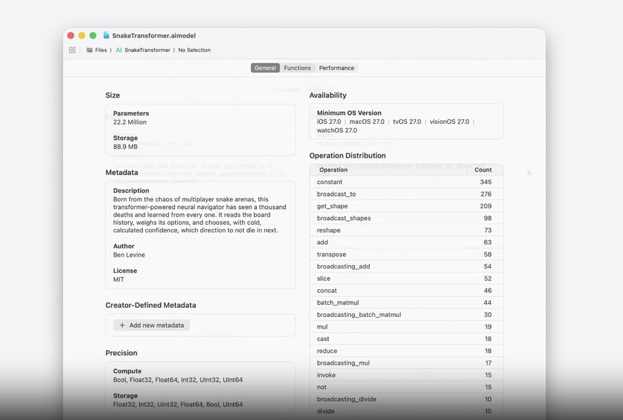 Opening an .aimodel in Xcode to inspect its structure