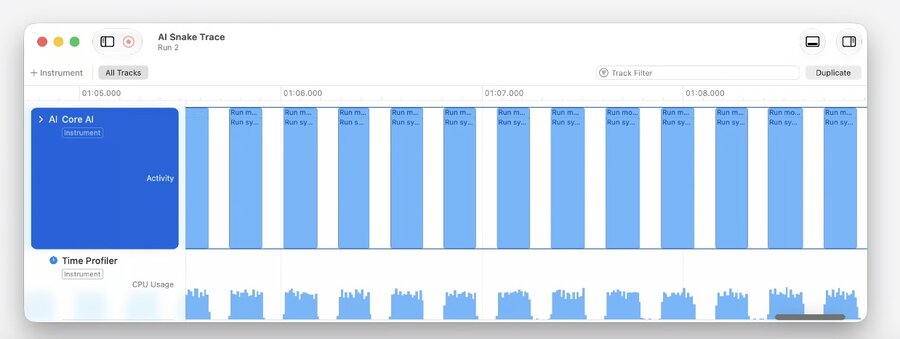 Profiling model latency with the Core AI instrument