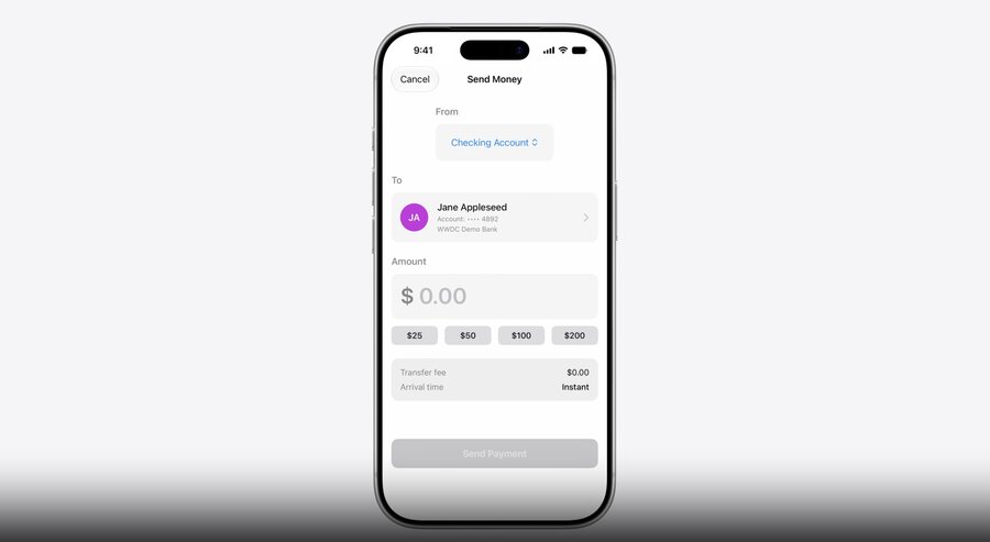 A Send Money payment screen