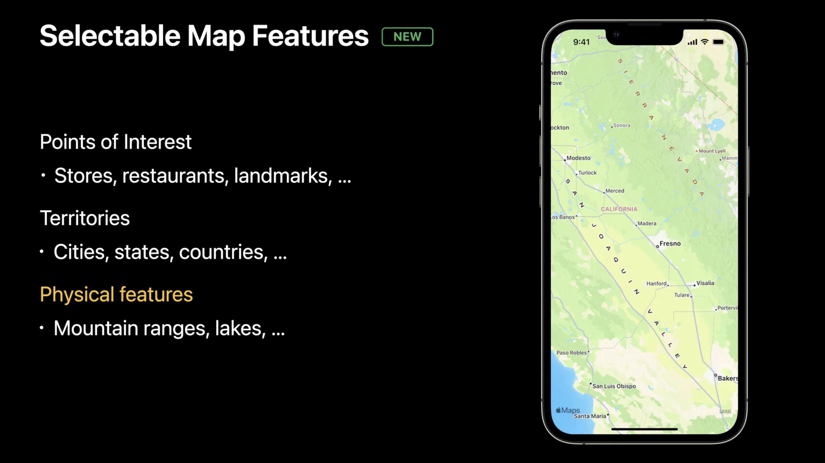 Selectable Map Features